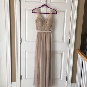 Full length taupe gown